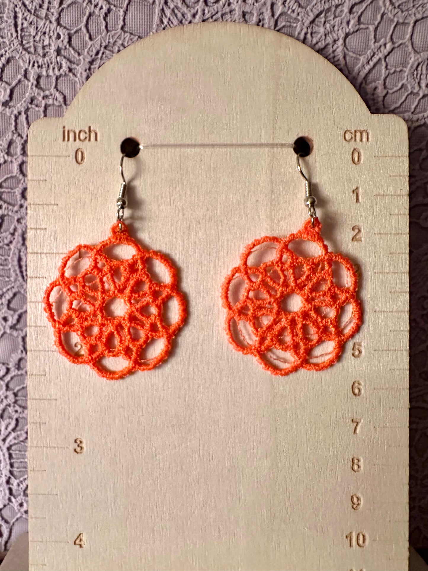 Orange Free Standing Lace Earrings – Lightweight Boho Statement Earrings