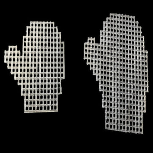 precut plastic canvas mitten cutout shape, small and large size, ready to stitch