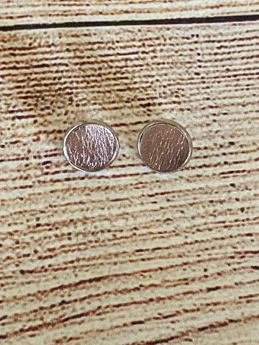 Blush Gold Metallic Faux Leather Stud Earrings