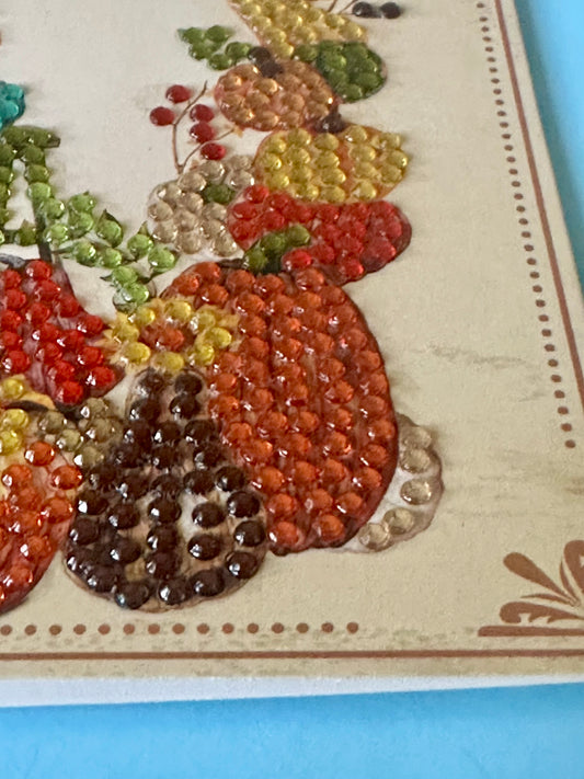 Give Thanks Diamond Dot Card – Handmade 6x6 Fall Greeting Card close up view