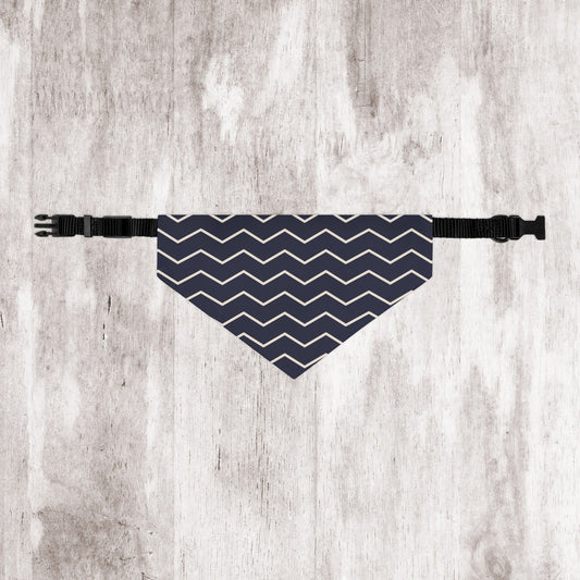 Black and White Chevron Dog Bandana - Over the Collar