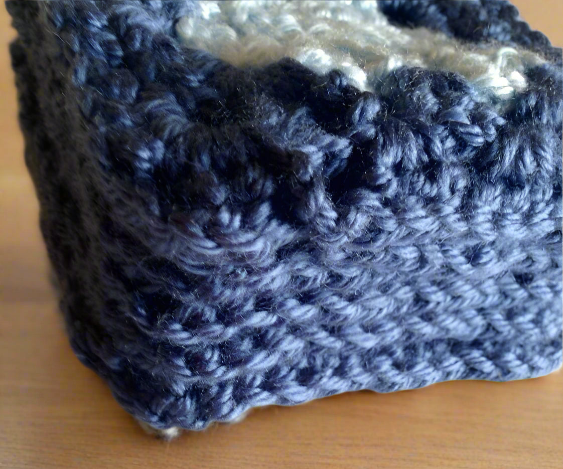 Granny Square Crocheted Coasters – Set of 6, Country Blue & Light Blue, 4" Handmade Coasters