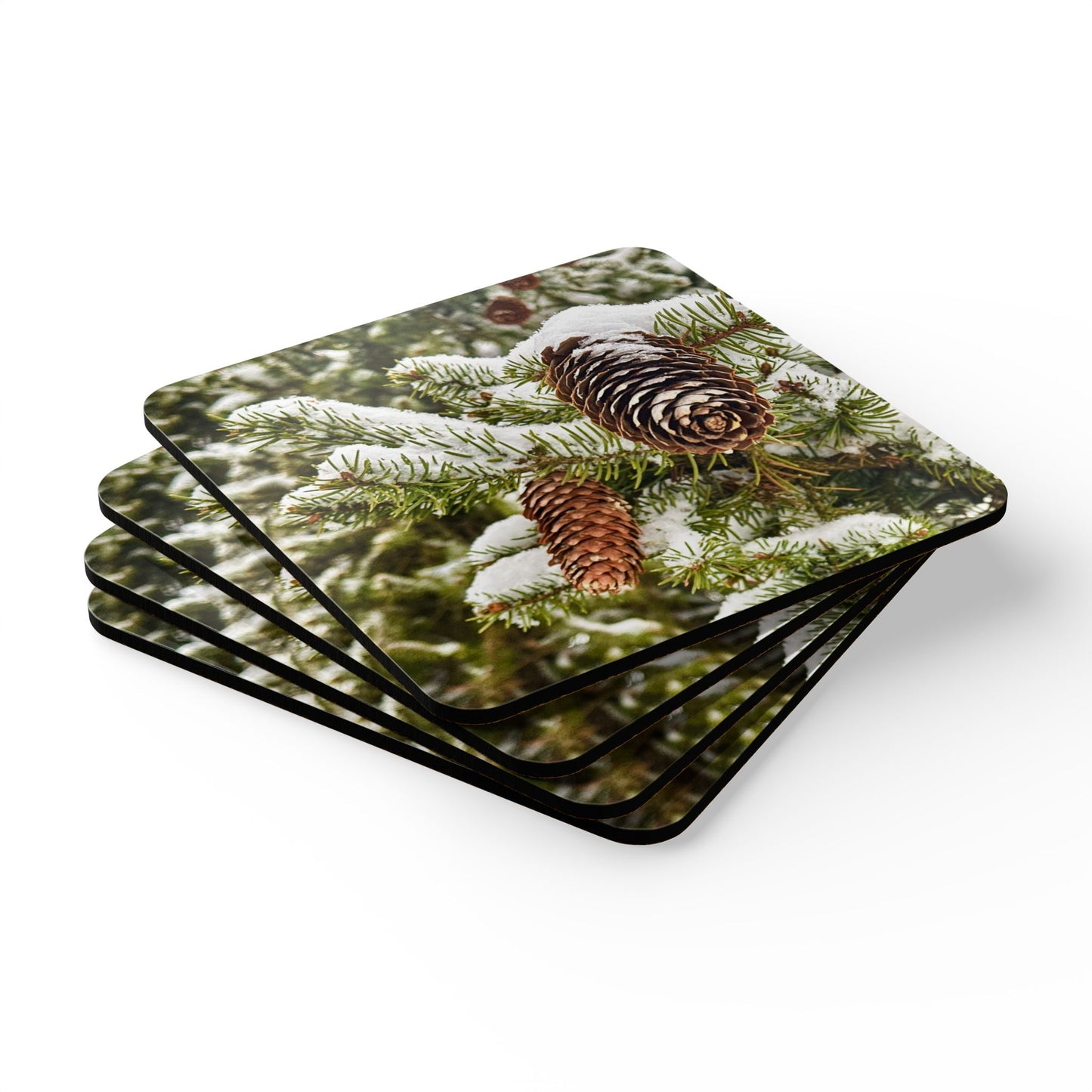 Snowy Pinecone Coasters set of 4