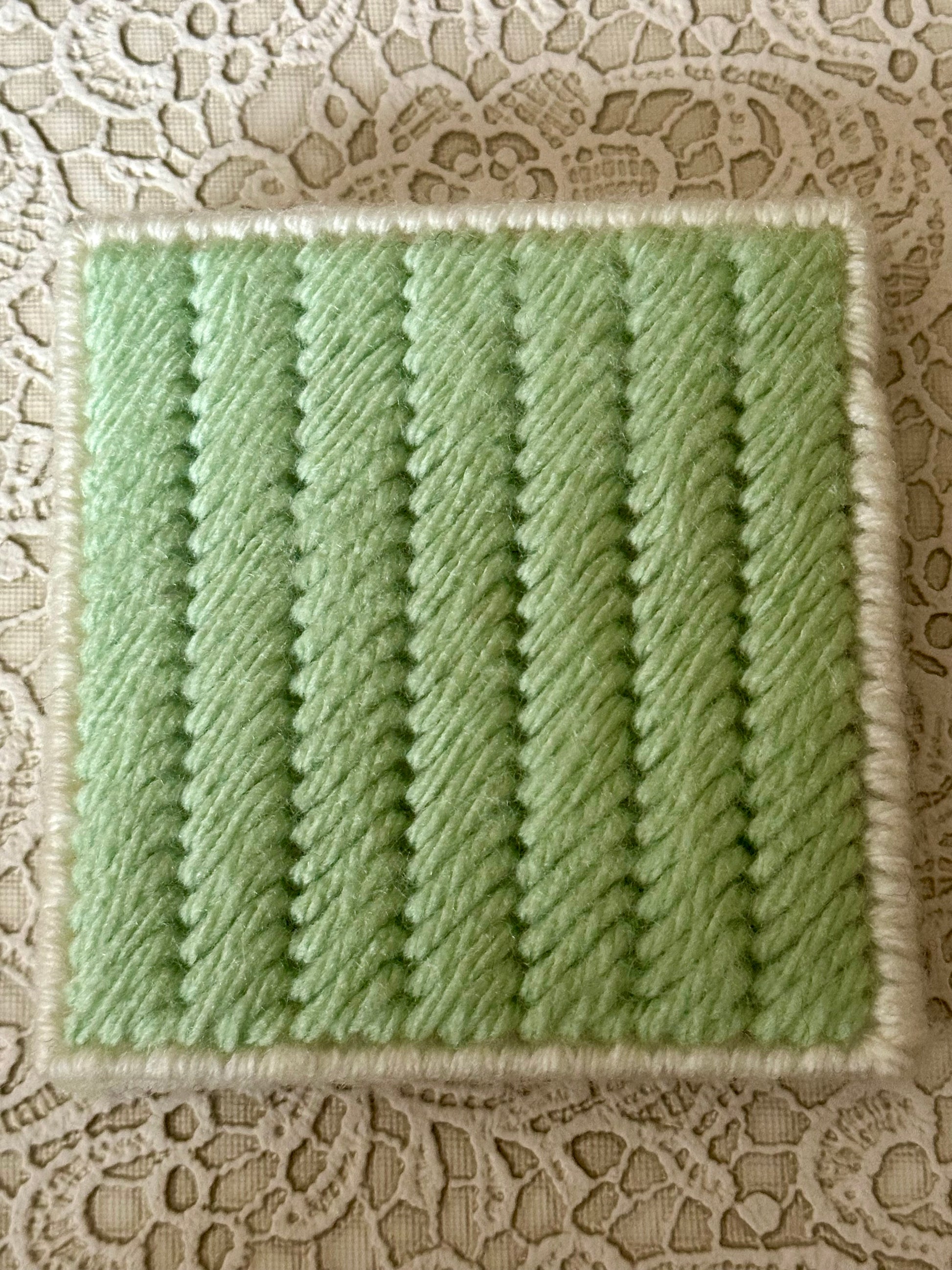 Handmade Dog Sticky Note Holder – Light Green Plastic Canvas Cover with Notepad