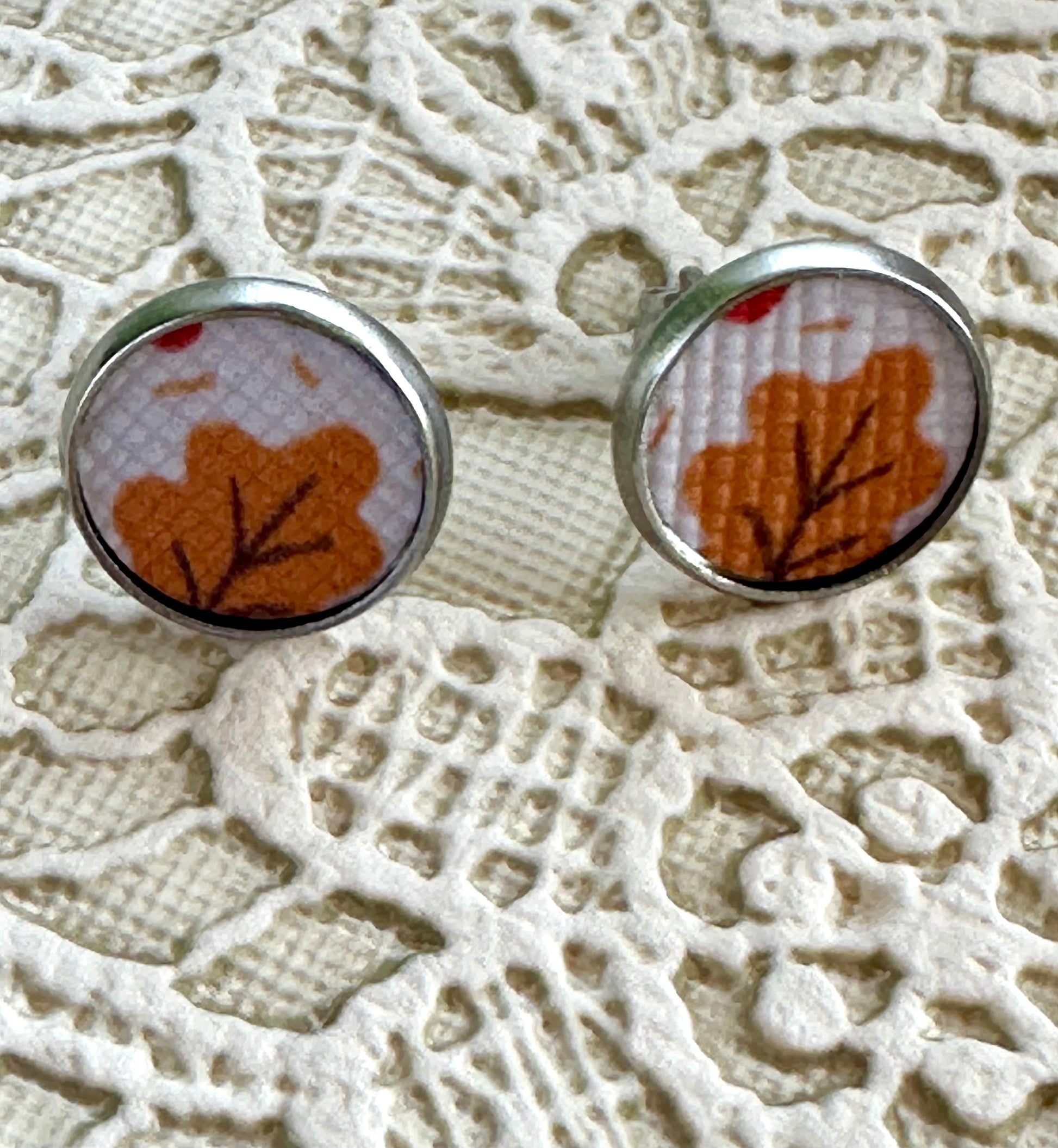 Yellow Leaf Leather Stud Earrings- yellow fall leaf on white background