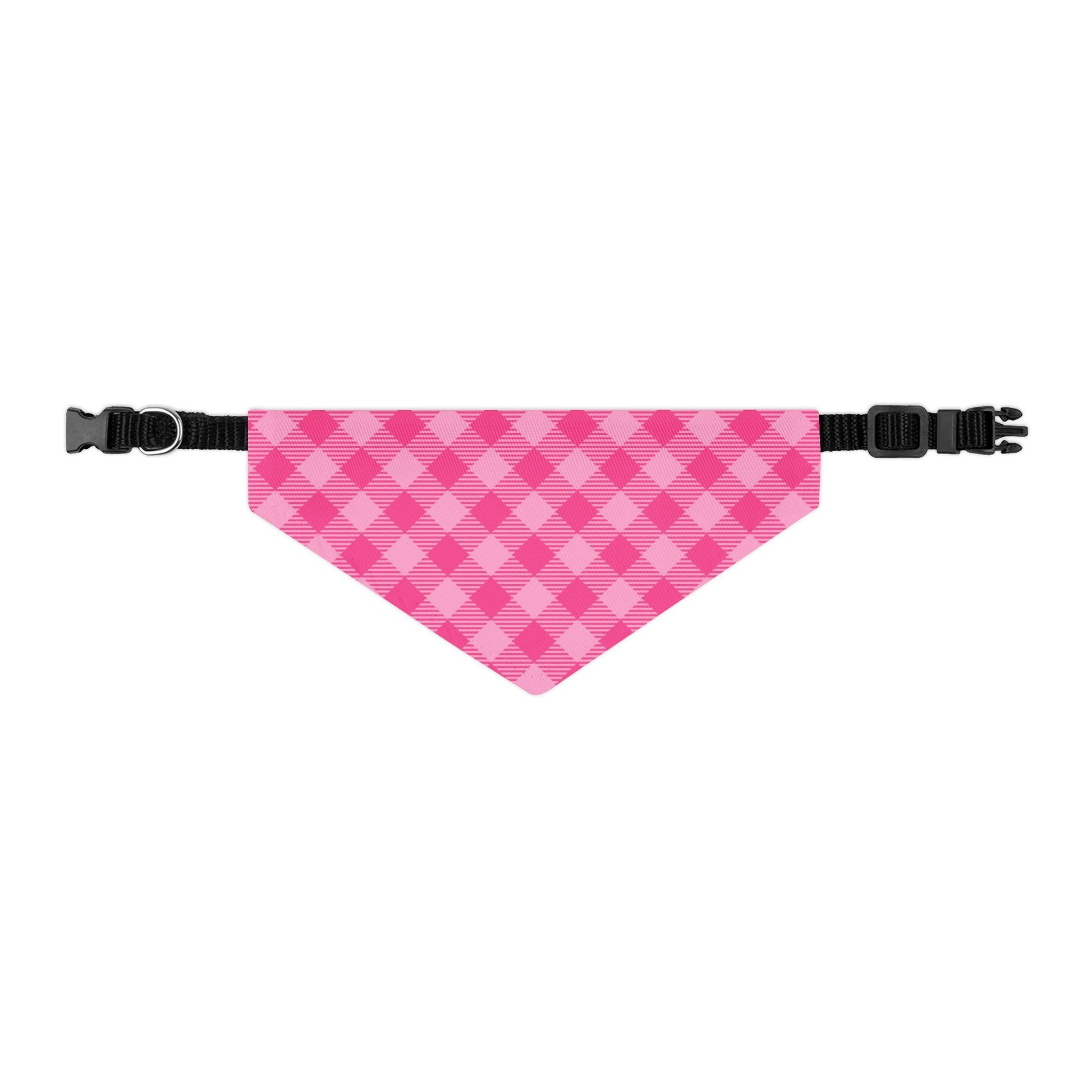 Sweet in Pink Buffalo Plaid Pet Bandana, Over the Collar