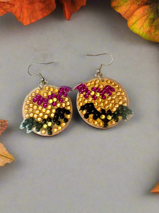 Diamond Dot Double-Sided Bat Earrings 