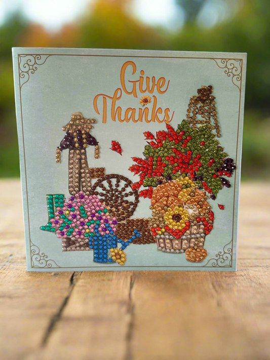 Give Thanks Fall Diamond Dot Card  with Scarecrow