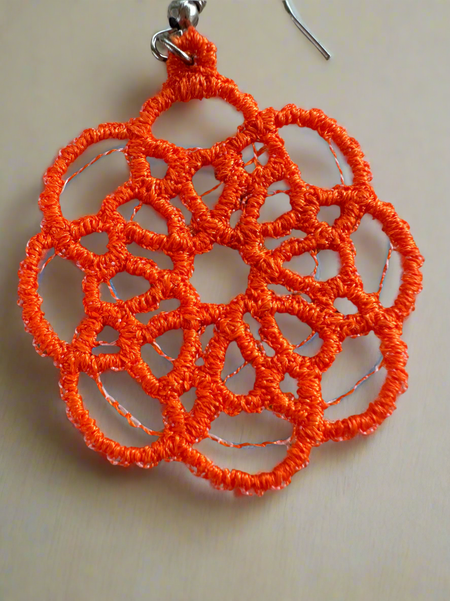 Orange Free Standing Lace Earrings – Lightweight Boho Statement Earrings