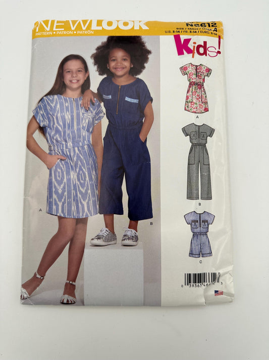 New Look N6612 Girls' Dress, Romper & Jumpsuit Sewing Pattern | Sizes 3–14 | Uncut
