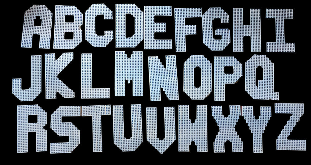 precut plastic canvas alphabet cutout shapes 4 inches tall ready to stitch