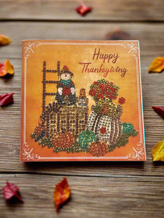 Happy Thanksgiving Diamond Dot Greeting Card – 6x6” 