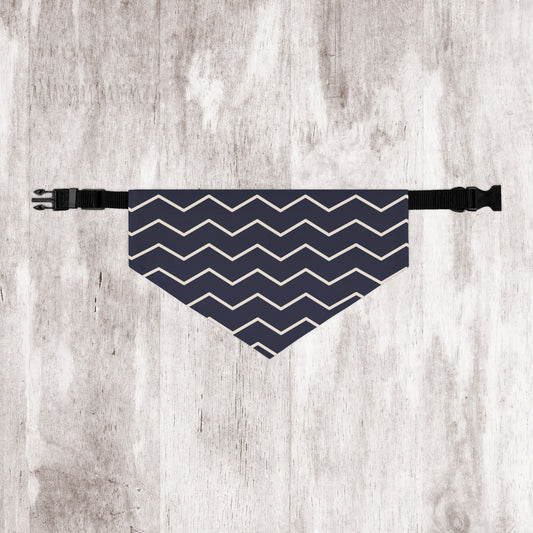 Black and White Chevron Dog Bandana - Over the Collar