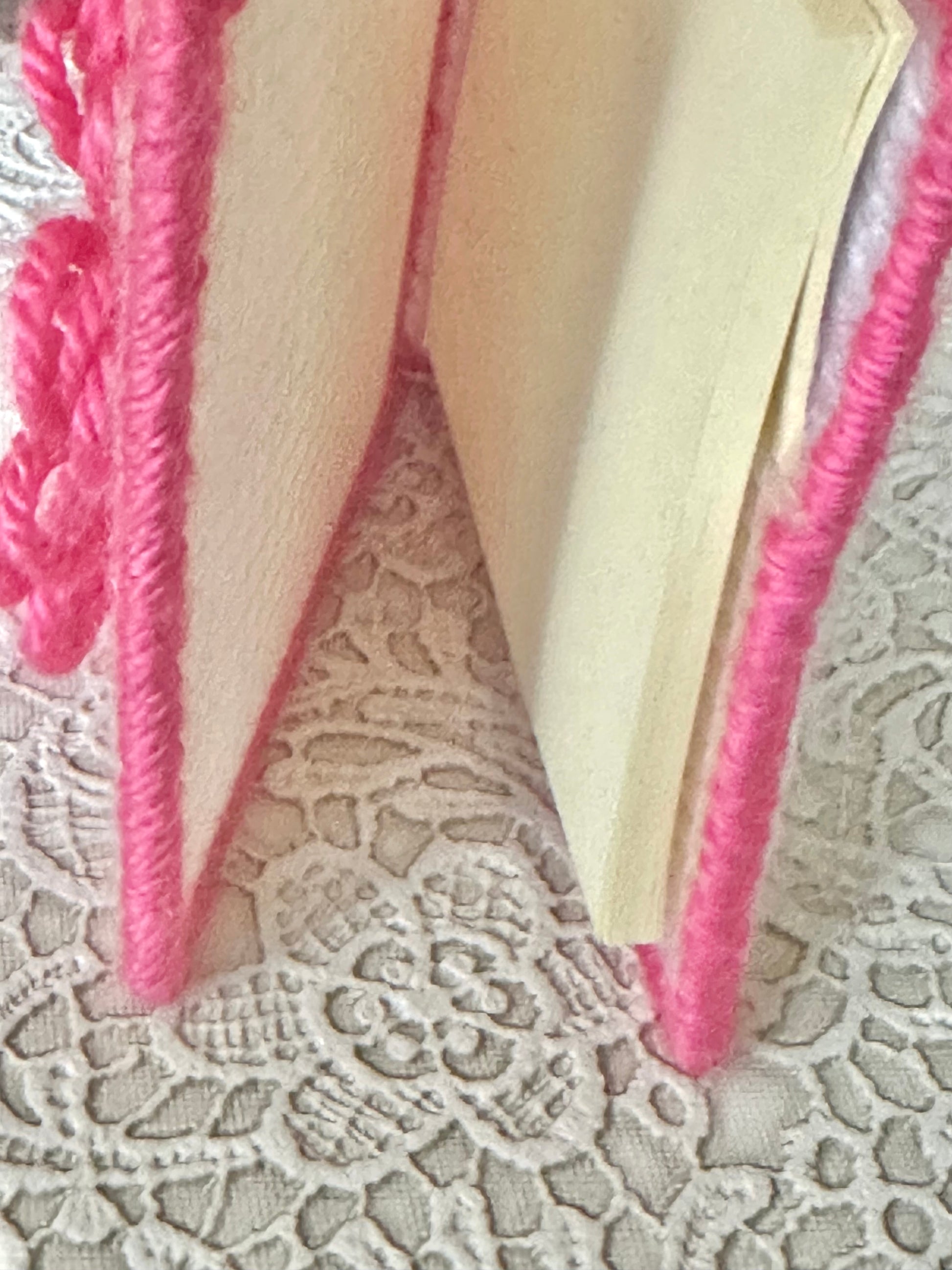 Handmade White Sticky Note Holder with Pink Trim & Flower – Plastic Canvas Cover