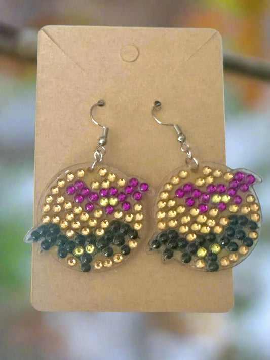 Diamond Dot Double-Sided Bat Earrings 
