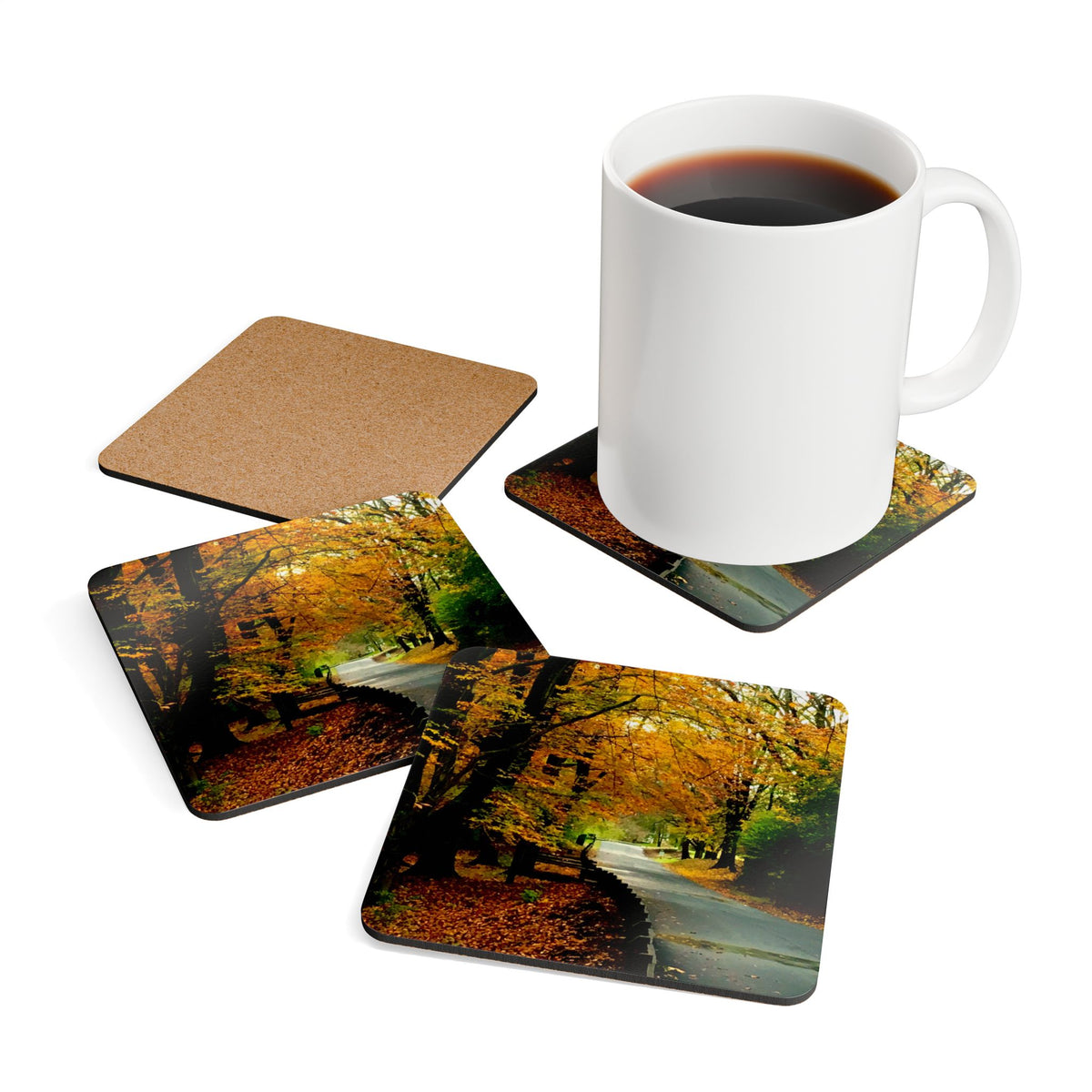 Autumn Woodland Road Coasters – Set of 4