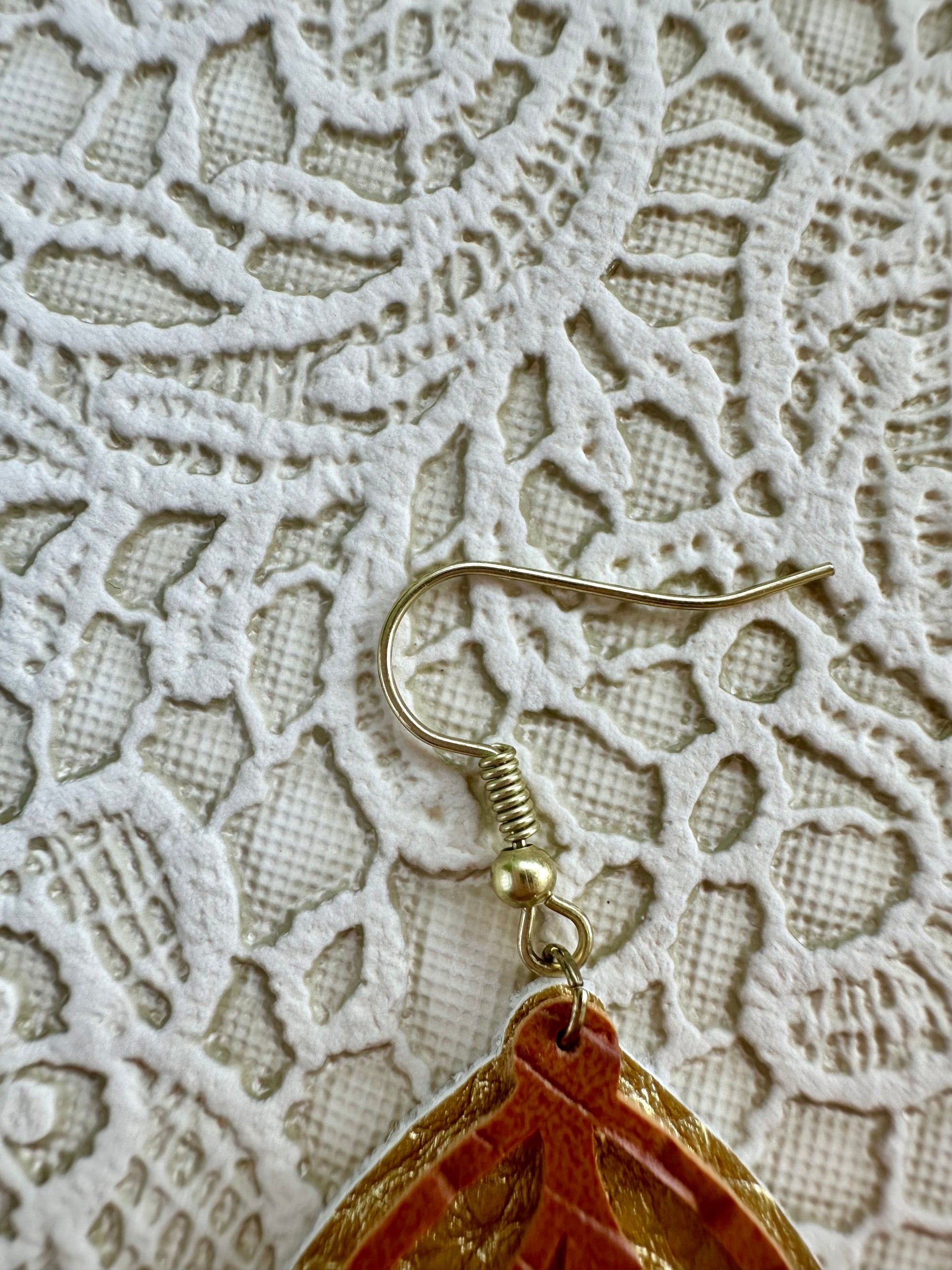 Two-Layer Faux Leather Leaf Earrings – Brown and Matte Gold, 2" Lightweight Fall Dangles
