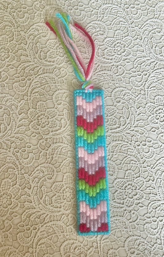 Chevron Plastic Canvas Bookmark – Bright Rainbow Colors