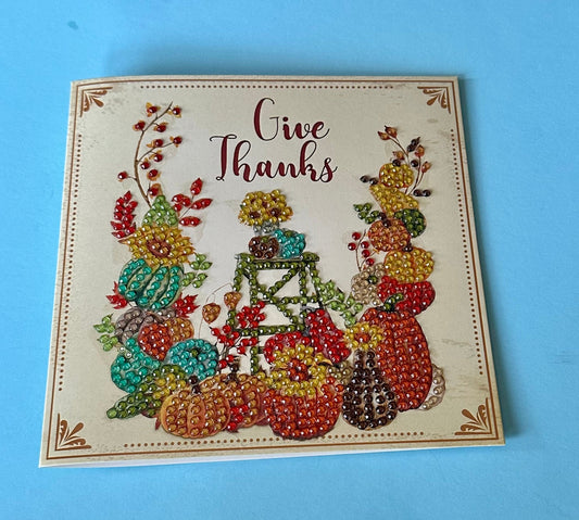 Give Thanks Diamond Dot Card – Handmade 6x6 Fall Greeting Card
