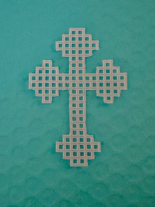 precut plastic canvas cross cutout shape ready to stitch