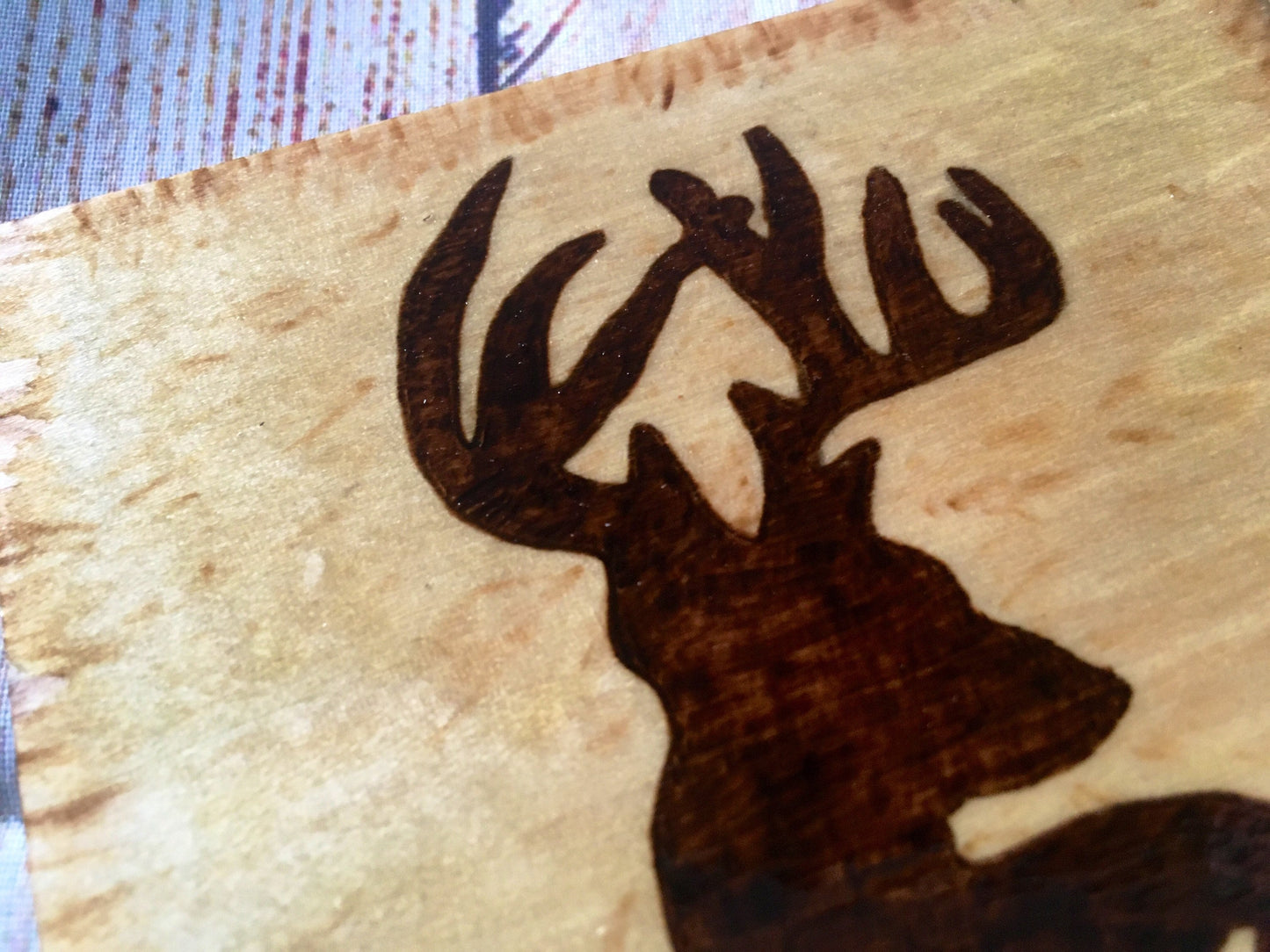 Wood Burned Antlered Deer Coasters – Set of 4 Handmade 4" Rustic Coasters