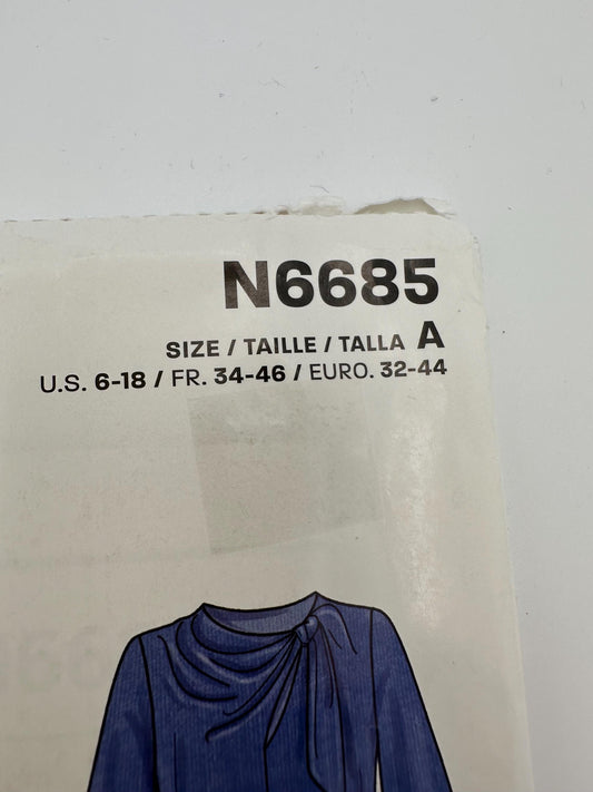 New Look N6685 Misses' Sleeveless or Long-Sleeved Tops Sewing Pattern 