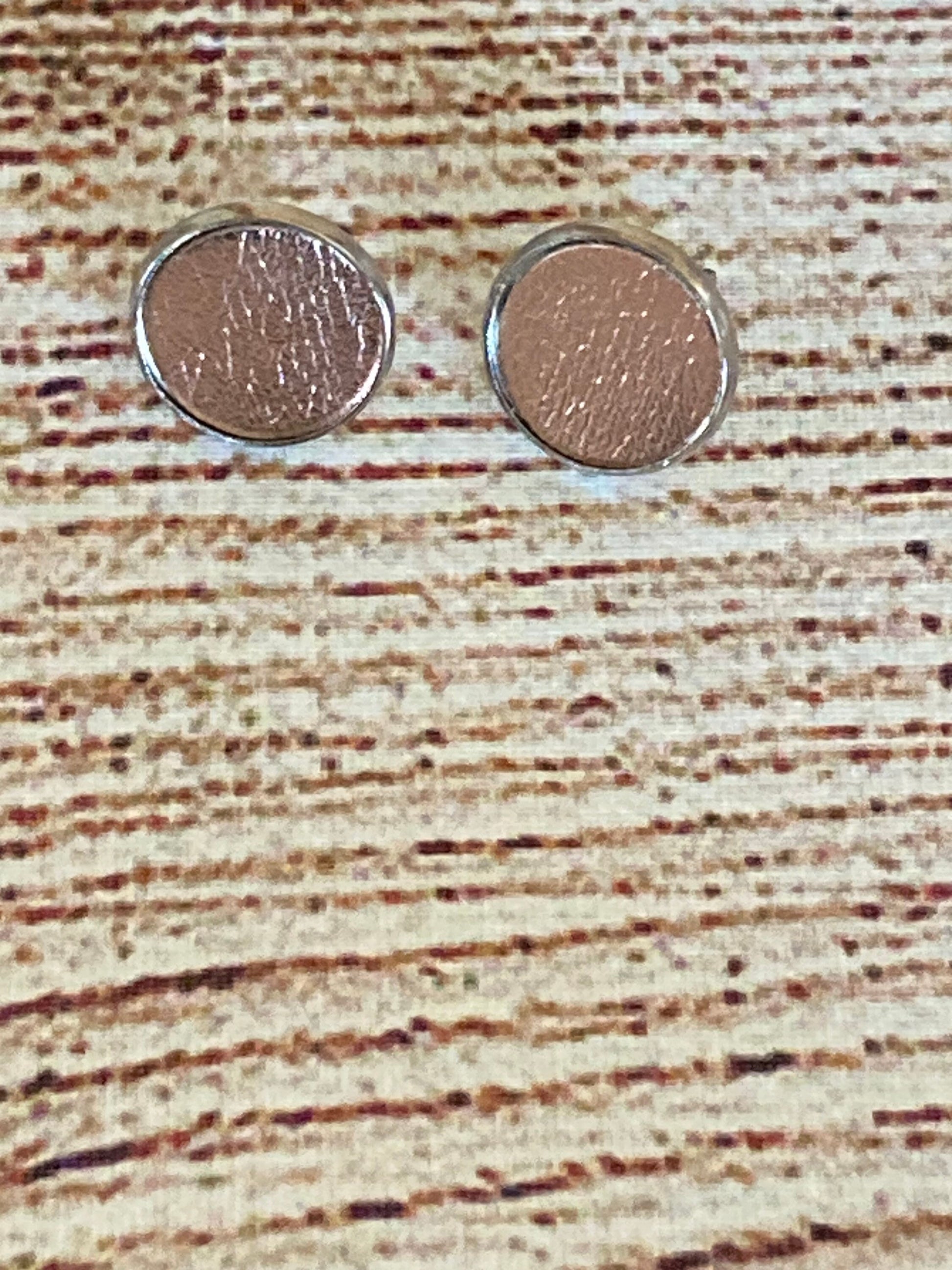 Blush Gold Metallic Faux Leather Stud Earrings